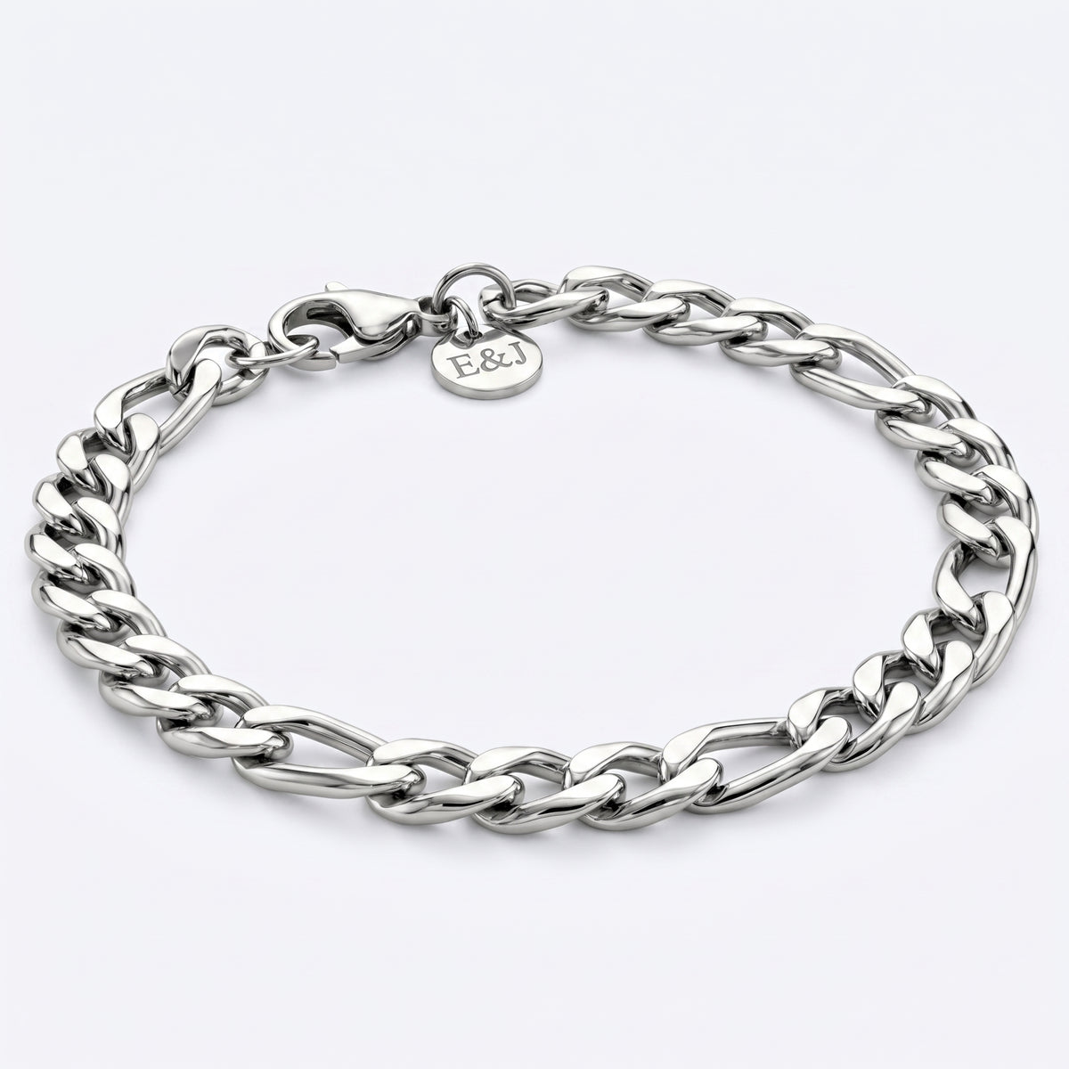 7mm Figaro Chain Bracelet - Stainless Steel