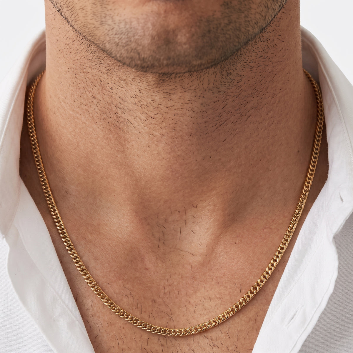3.5mm Diamond Cut Curb Chain - Stainless Steel - Gold