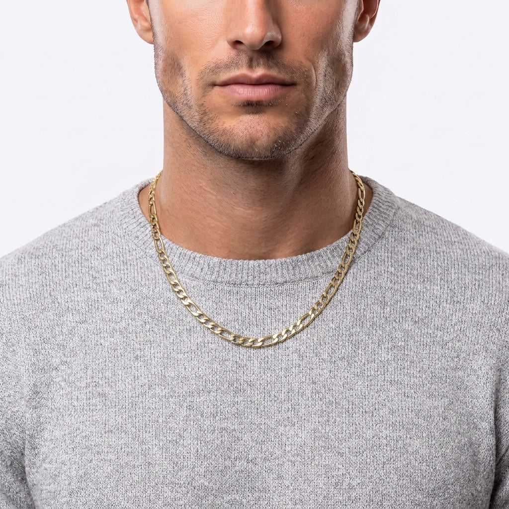 6mm Figaro Chain - Stainless Steel - Gold