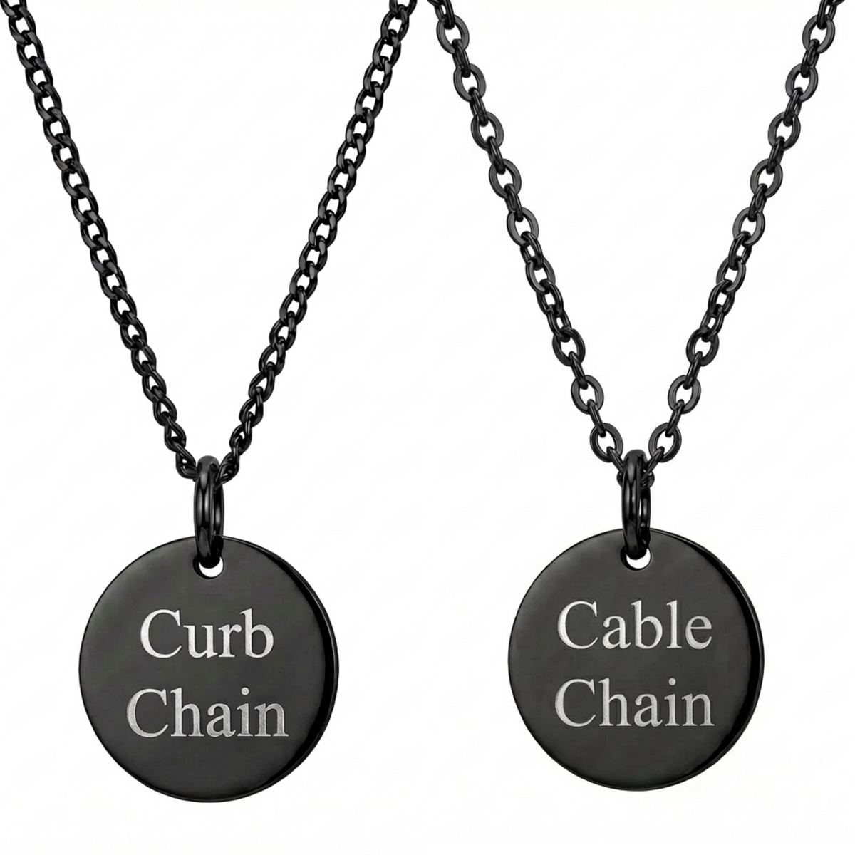 20mm Stainless Steel Medallion Pendant Necklace Black Edition