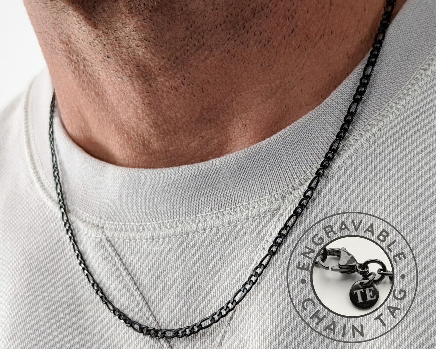3mm Figaro Style Chain, Stainless Steel
