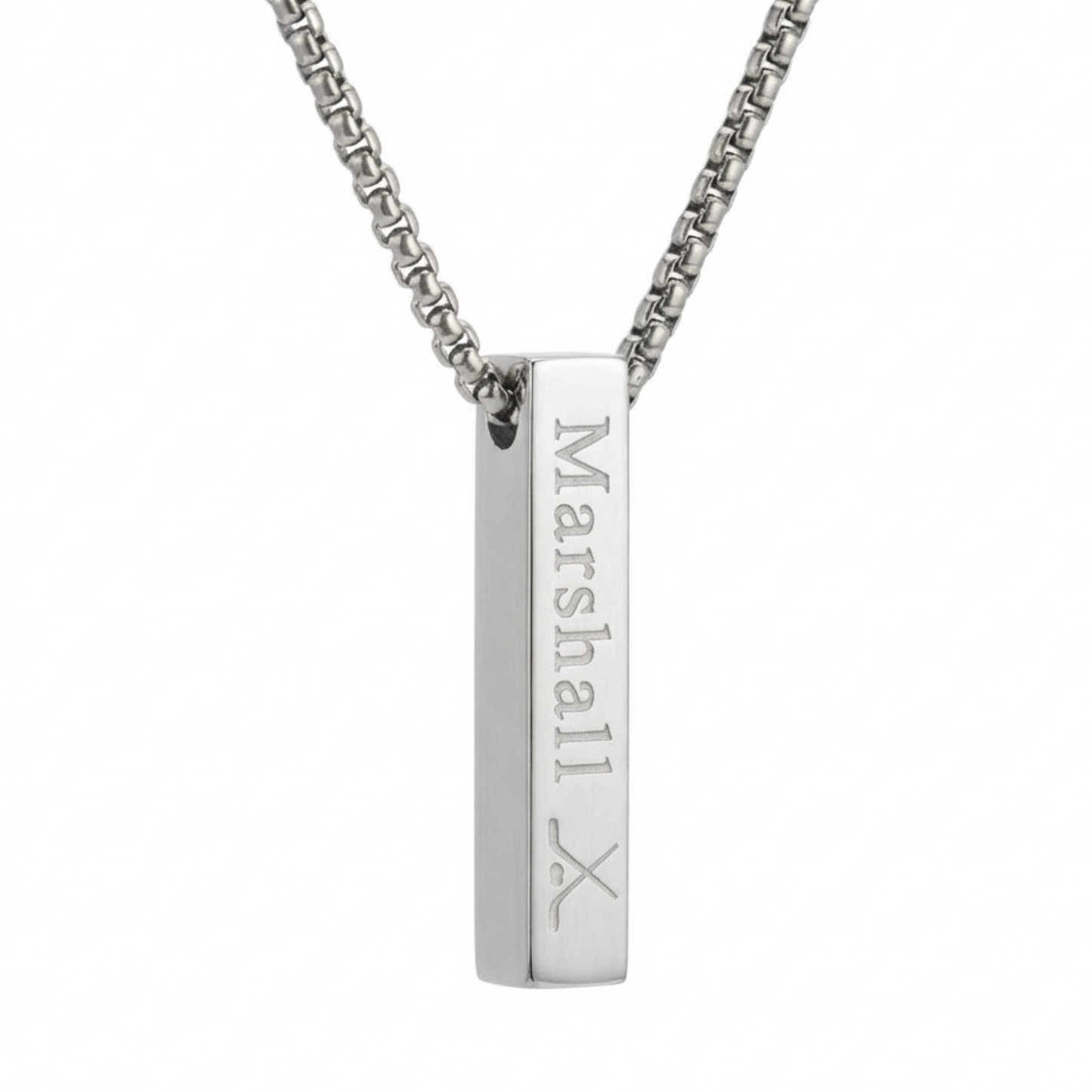 6mm x 30mm Stainless Steel Bar Pendant Necklace