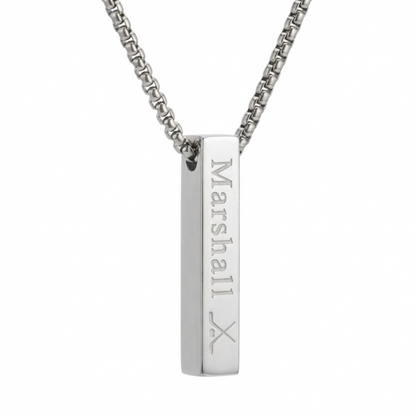 6mm x 30mm Stainless Steel Bar Pendant Necklace
