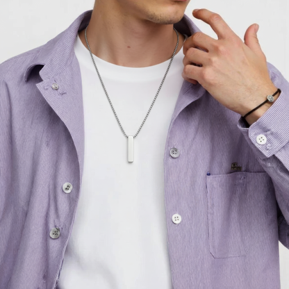 6mm x 30mm Stainless Steel Bar Pendant Necklace