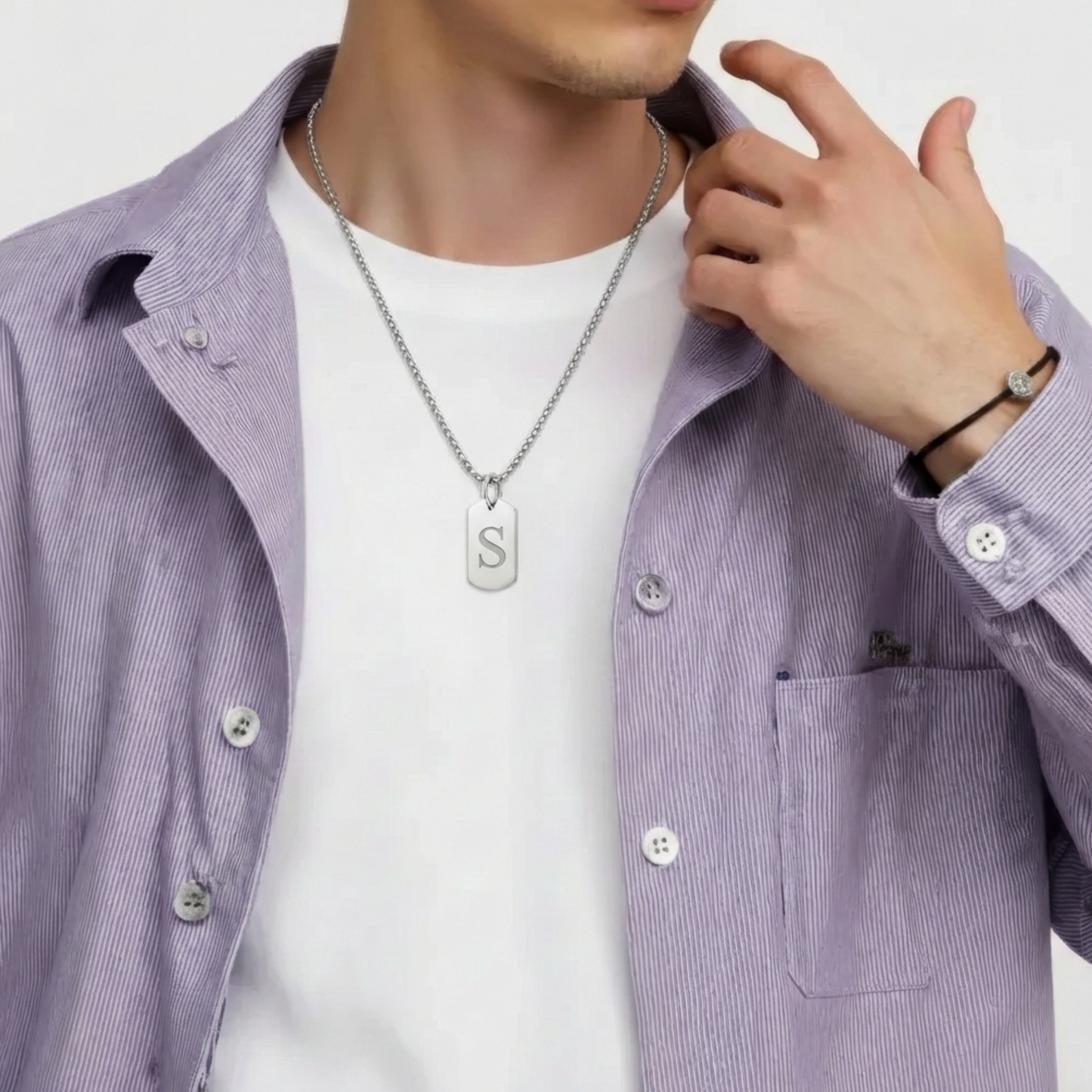 18mm x 28mm Stainless Steel Pendant Necklace