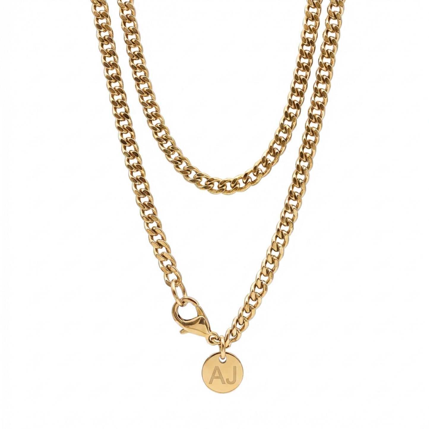 4mm Curb Style Chain, Stainless Steel, Personalized