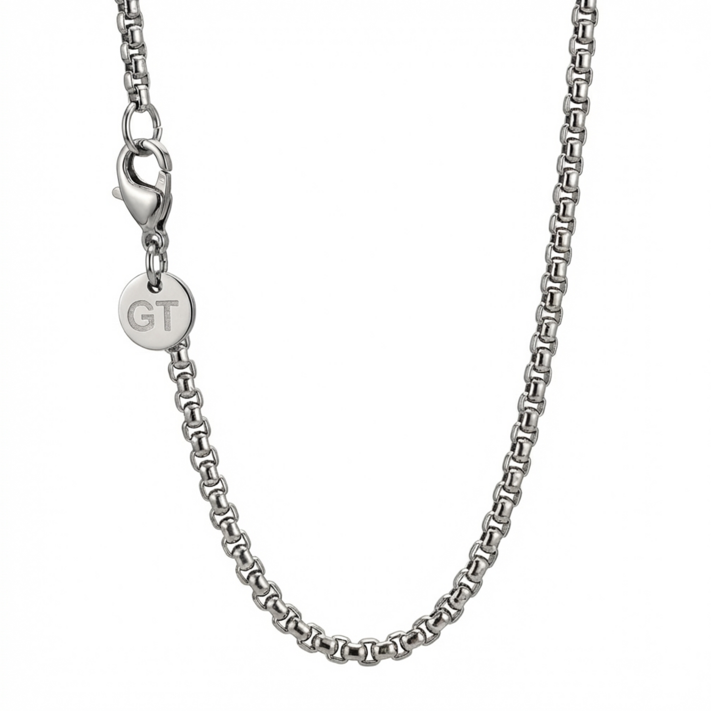 2.5mm Box Style Chain, Stainless Steel, Personalized