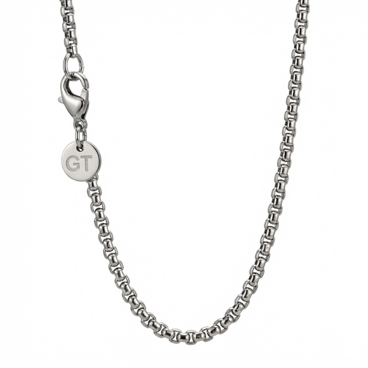 2.5mm Box Style Chain, Stainless Steel, Personalized