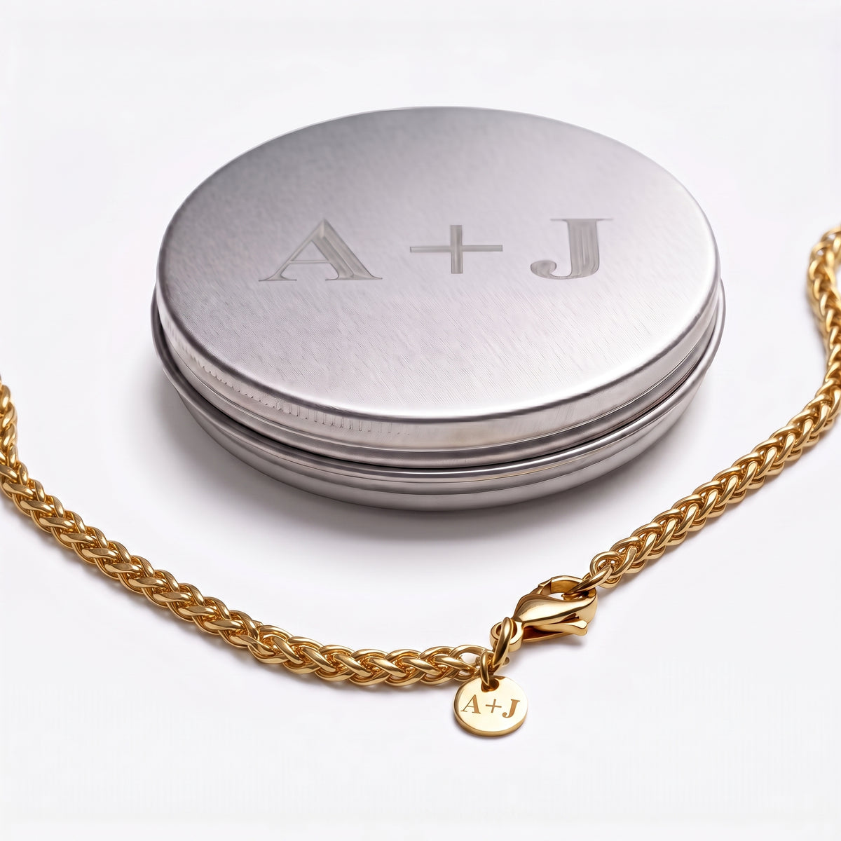 8mm Custom Tag & Aluminum Case - Stainless Steel - Gold