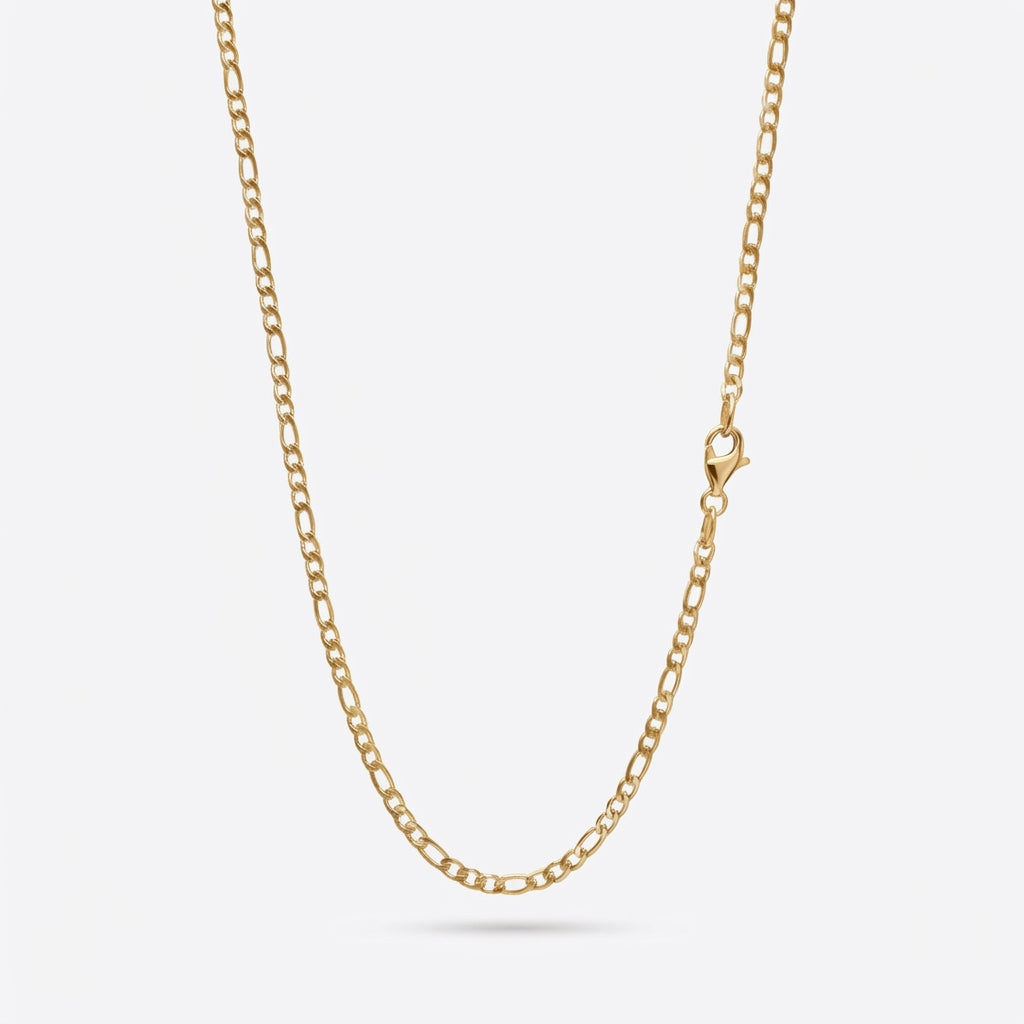 3mm Figaro Chain - Stainless Steel - Gold