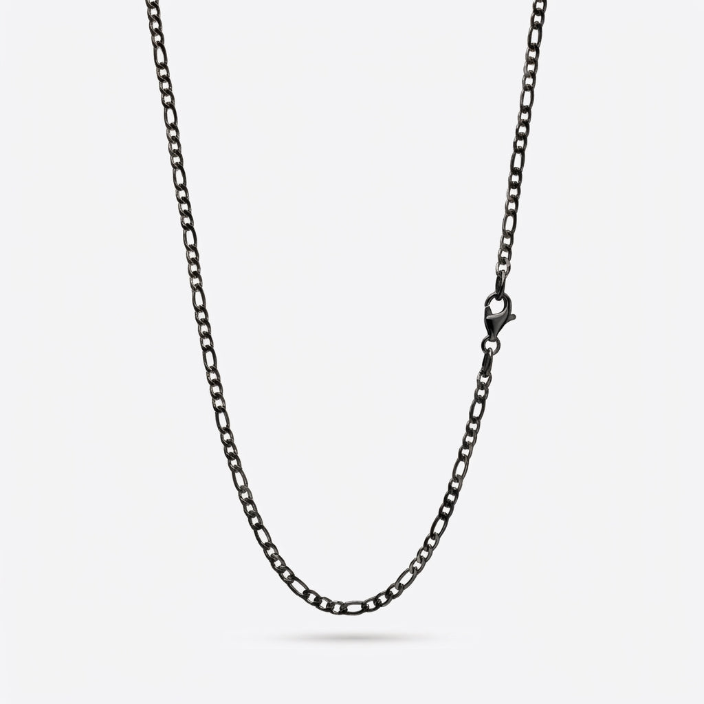 3mm Figaro Chain - Stainless Steel - Black