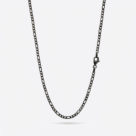 3mm Figaro Chain - Stainless Steel - Black