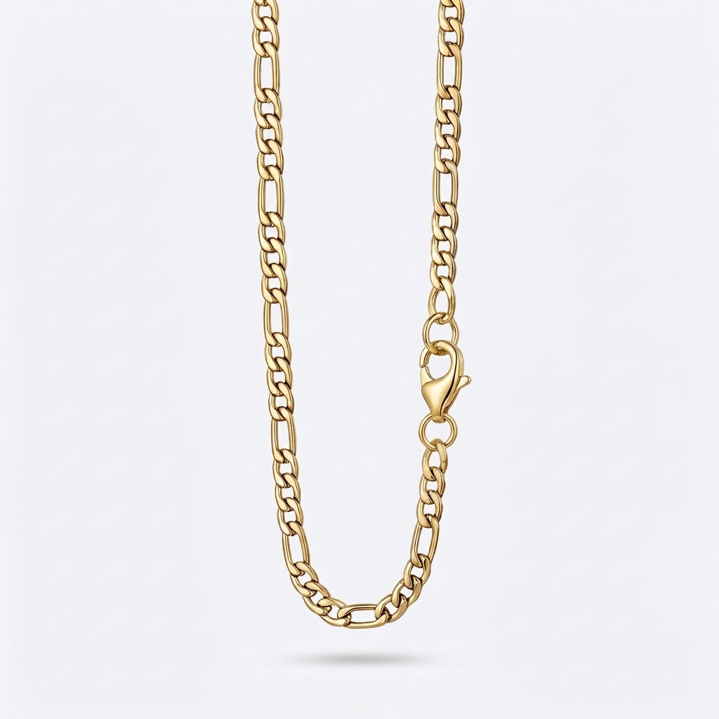 6mm Figaro Chain - Stainless Steel - Gold