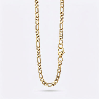 6mm Figaro Chain - Stainless Steel - Gold