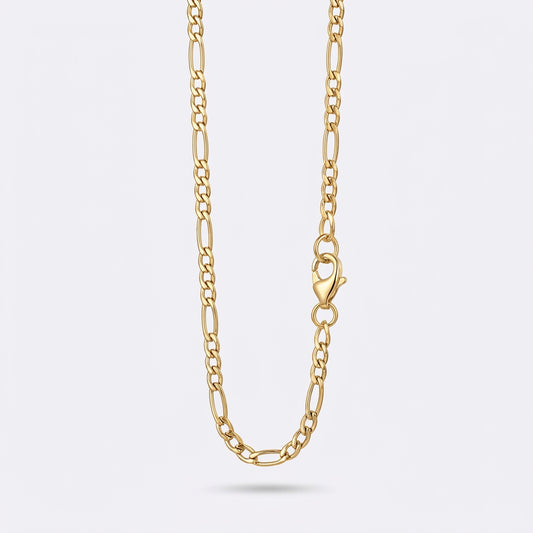 4.5mm Figaro Chain - Stainless Steel - Gold