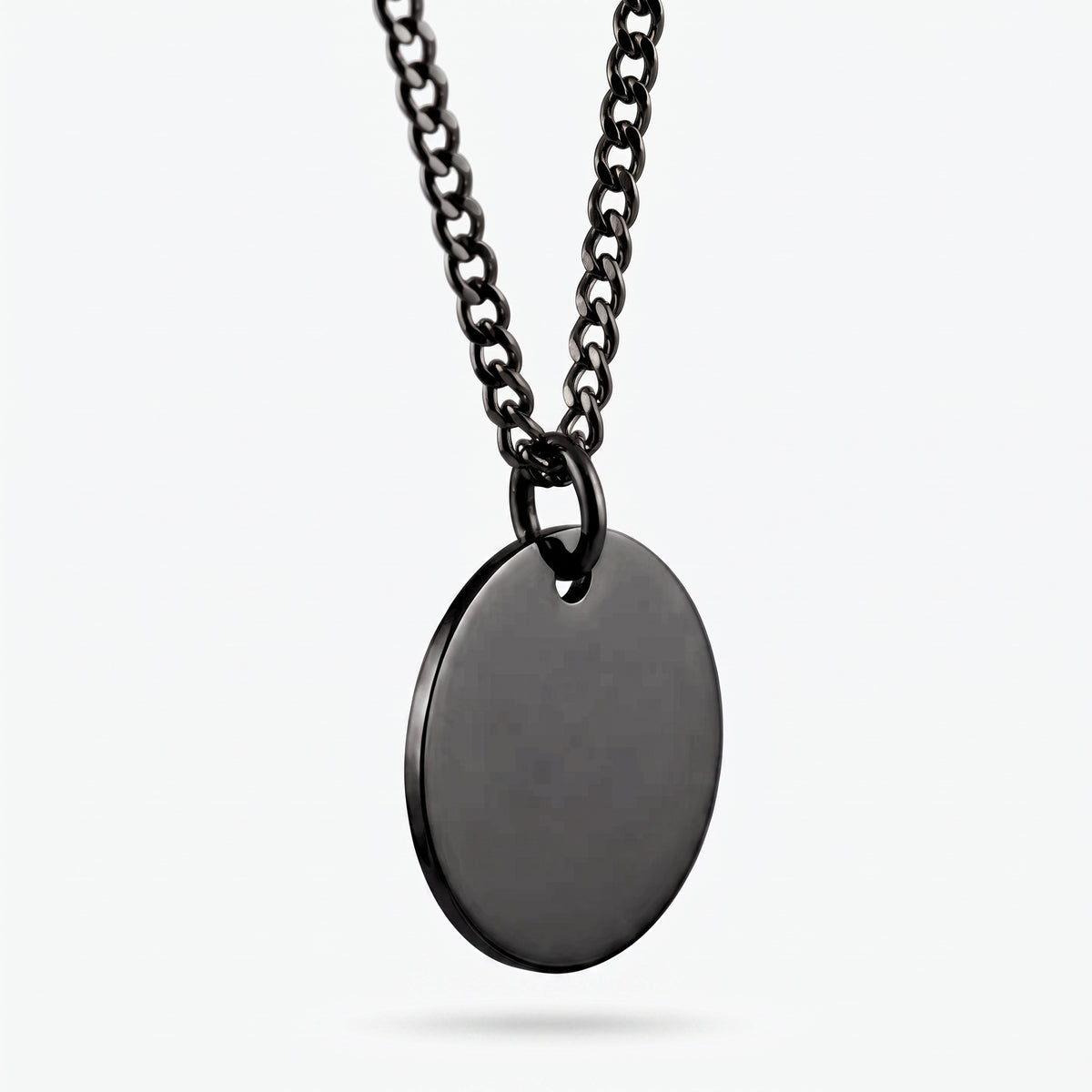 20mm Stainless Steel Medallion Pendant Necklace Black Edition