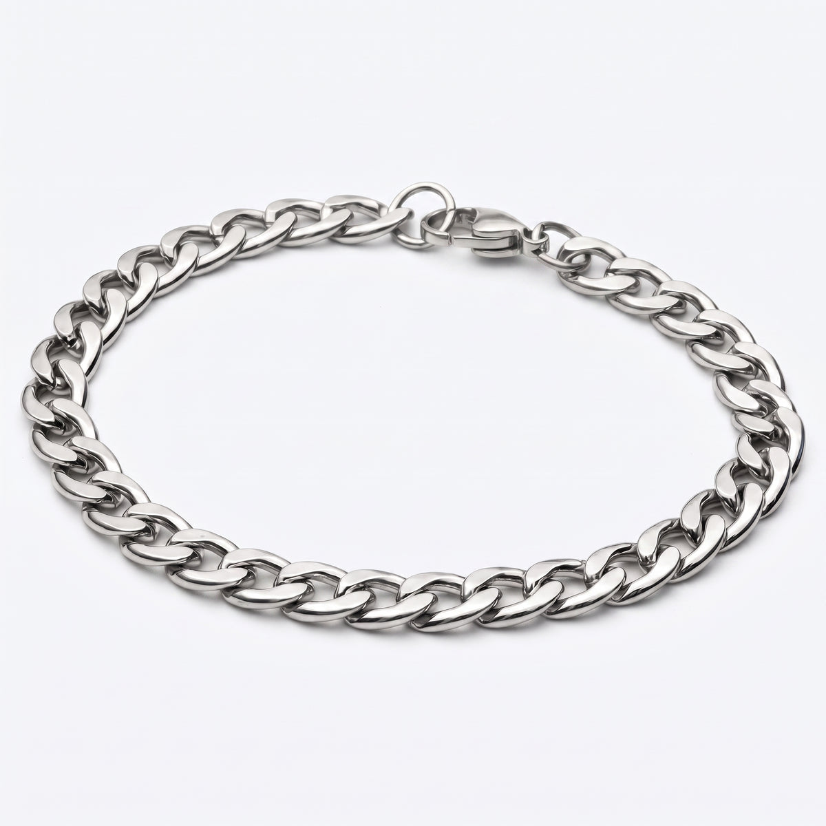 7mm Curb Chain Bracelet - Stainless Steel