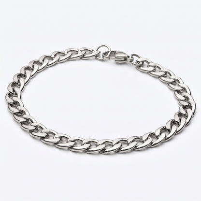 7mm Curb Chain Bracelet - Stainless Steel