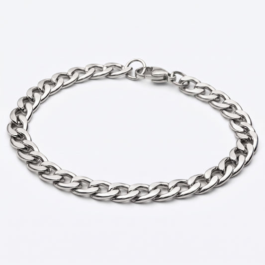 7mm Curb Chain Bracelet - Stainless Steel
