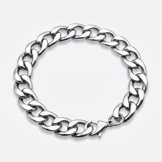12mm Curb Chain Bracelet - Stainless Steel