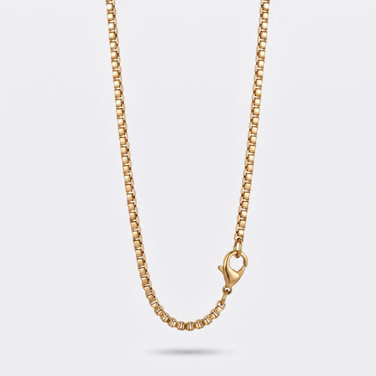 3mm Venetian Box Chain - Stainless Steel - Gold