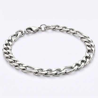 7mm Figaro Chain Bracelet - Stainless Steel