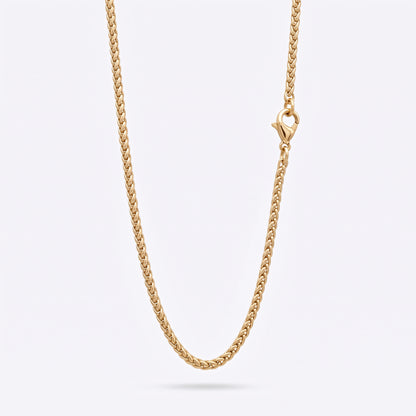 3mm Spiga Wheat Chain - Stainless Steel - Gold