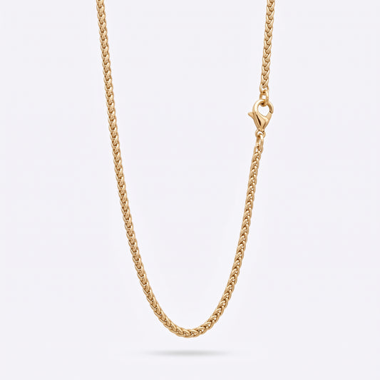 3mm Spiga Wheat Chain - Stainless Steel - Gold