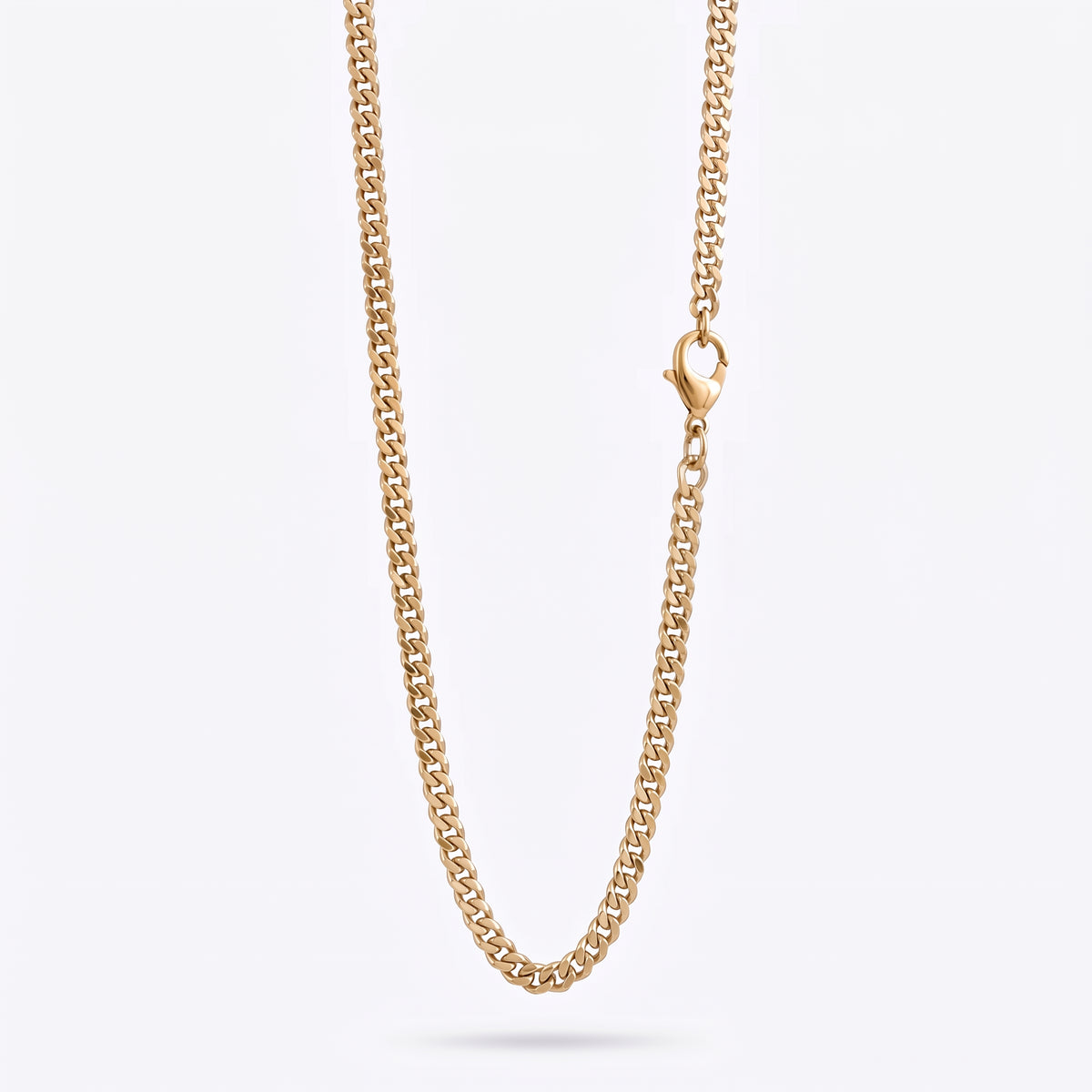 3.5mm Diamond Cut Curb Chain - Stainless Steel - Gold