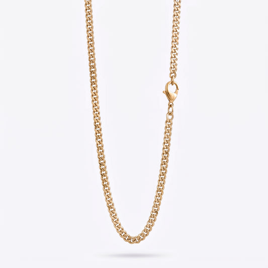 3.5mm Diamond Cut Curb Chain - Stainless Steel - Gold