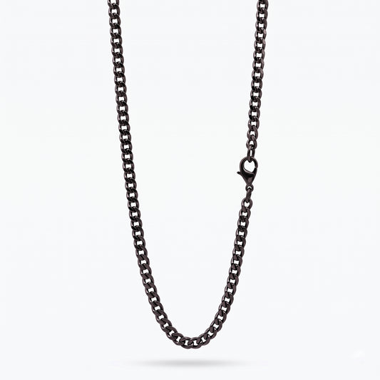 3.5mm Diamond Cut Curb Chain - Stainless Steel - Black