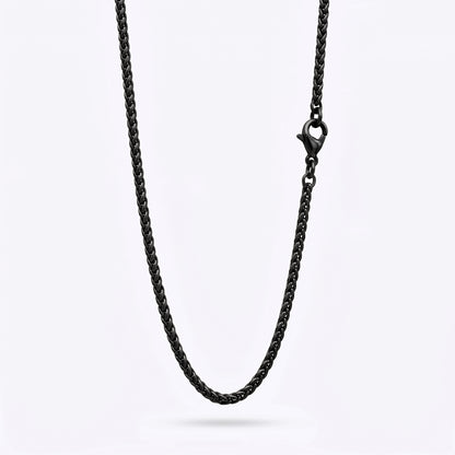 3mm Spiga Wheat Chain - Stainless Steel - Black