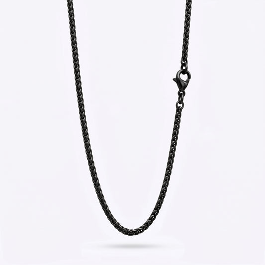 3mm Spiga Wheat Chain - Stainless Steel - Black