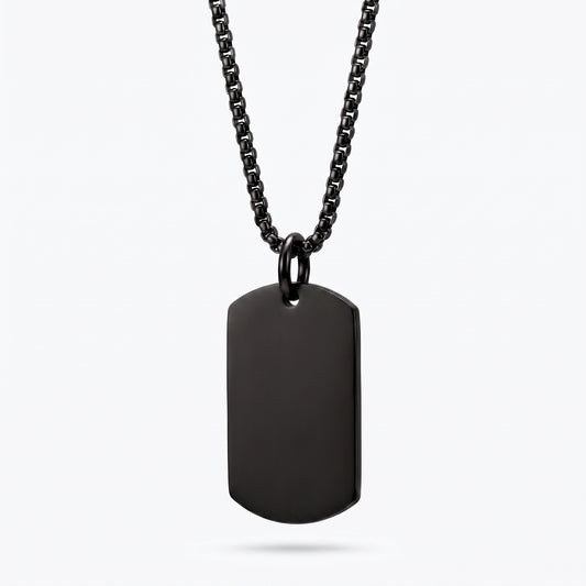 18mm x 28mm Stainless Steel Pendant Necklace Black Edition
