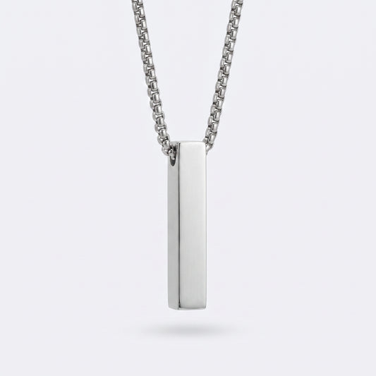 6mm x 30mm Stainless Steel Bar Pendant Necklace