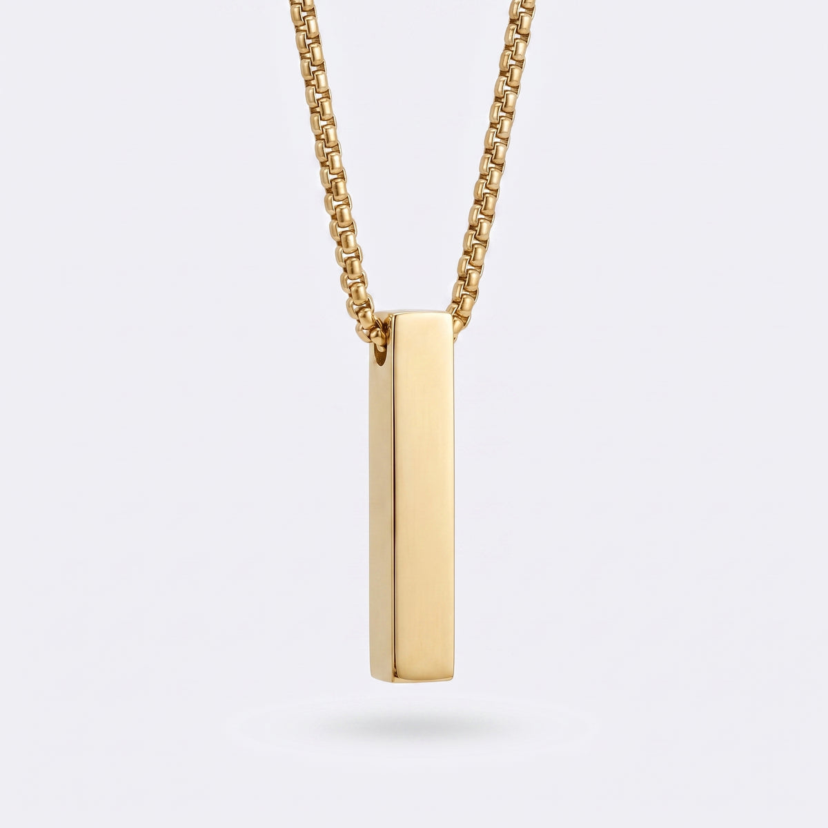 6mm x 30mm Stainless Steel Bar Pendant Necklace Gold Edition