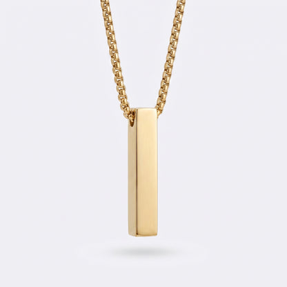 6mm x 30mm Stainless Steel Bar Pendant Necklace Gold Edition