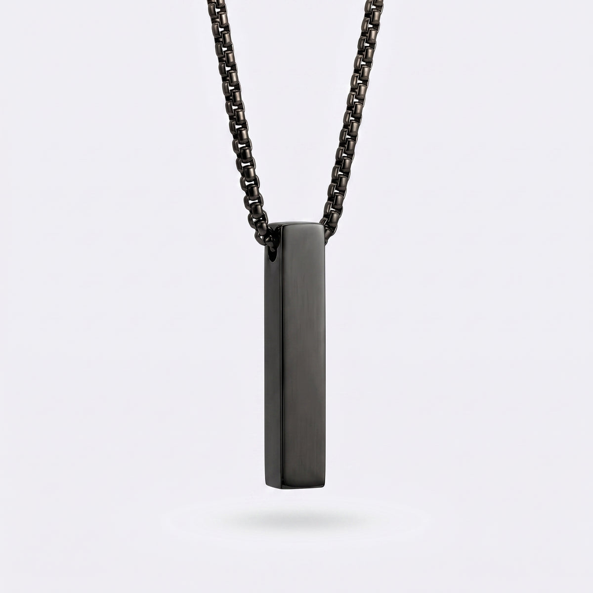 6mm x 30mm Stainless Steel Bar Pendant Necklace Black Edition