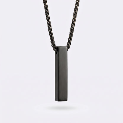 6mm x 30mm Stainless Steel Bar Pendant Necklace Black Edition