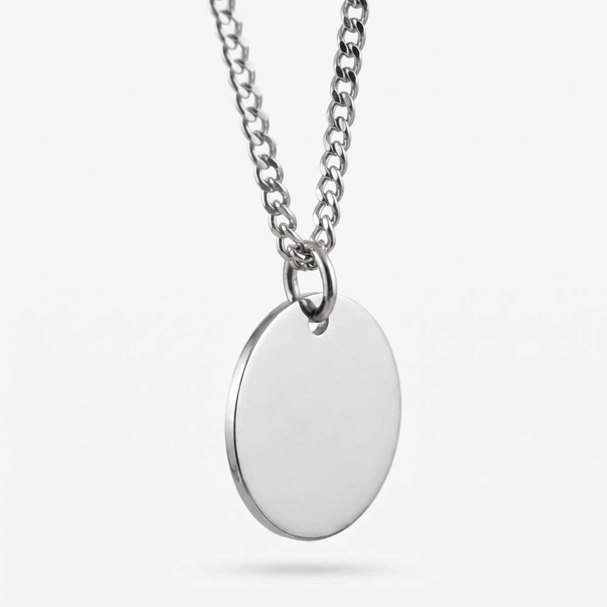 20mm Stainless Steel Medallion Pendant Necklace, Personalized
