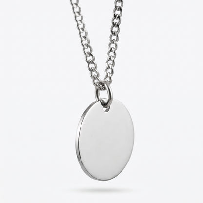 20mm Stainless Steel Medallion Pendant Necklace, Personalized