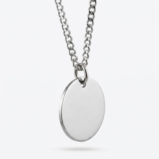 20mm Stainless Steel Medallion Pendant Necklace, Personalized