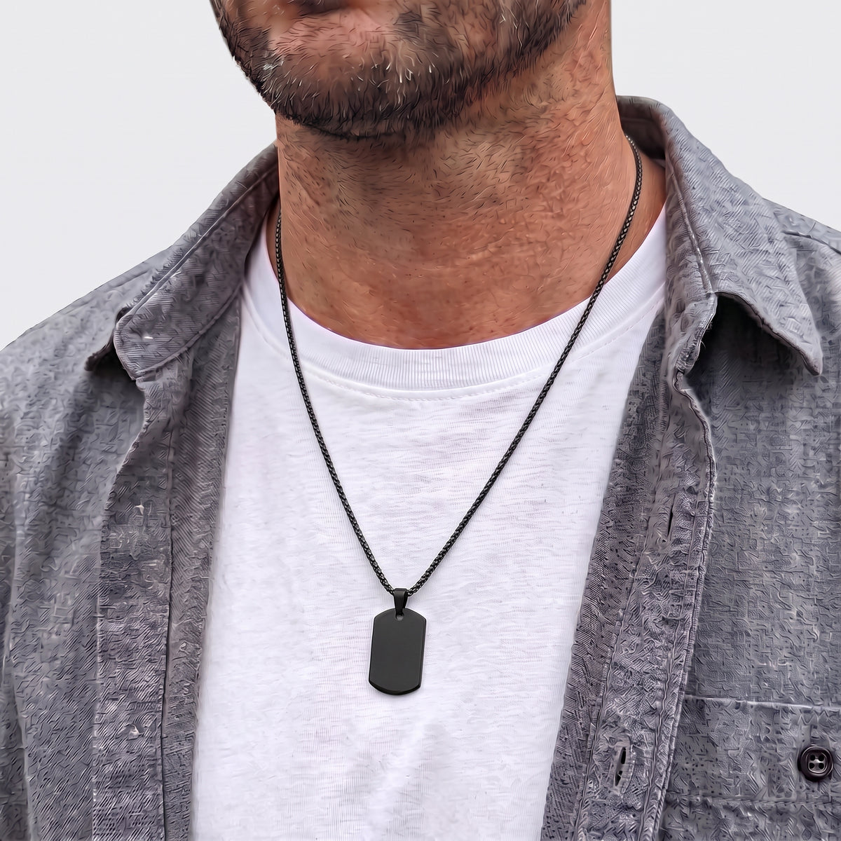 18mm x 28mm Stainless Steel Pendant Necklace Black Edition