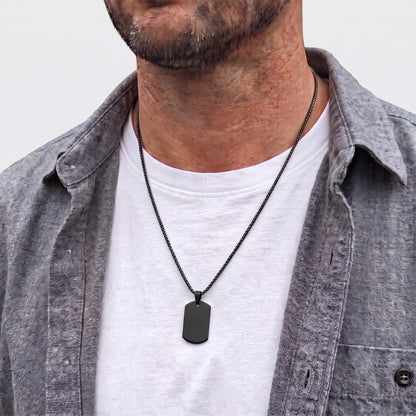 18mm x 28mm Stainless Steel Pendant Necklace Black Edition