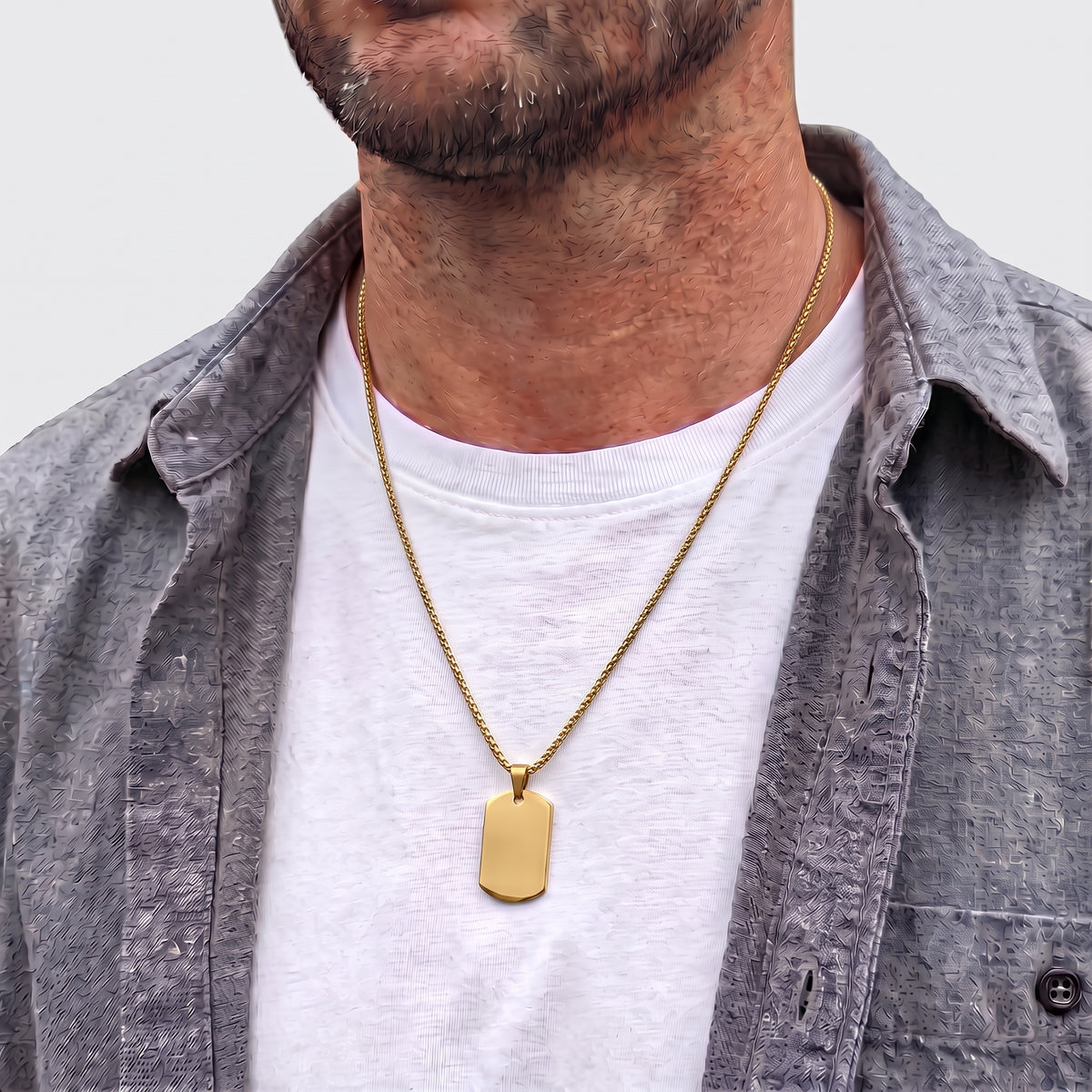 18mm x 28mm Stainless Steel Pendant Necklace Gold Edition