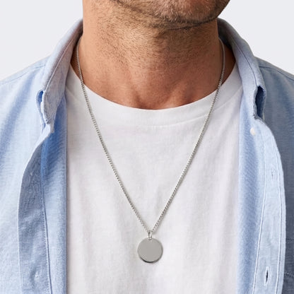 20mm Stainless Steel Medallion Pendant Necklace, Personalized