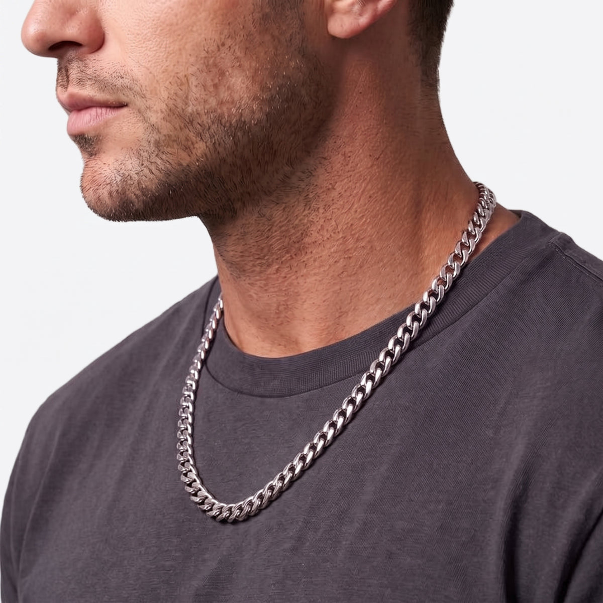 7mm Cuban Chain - Stainless Steel