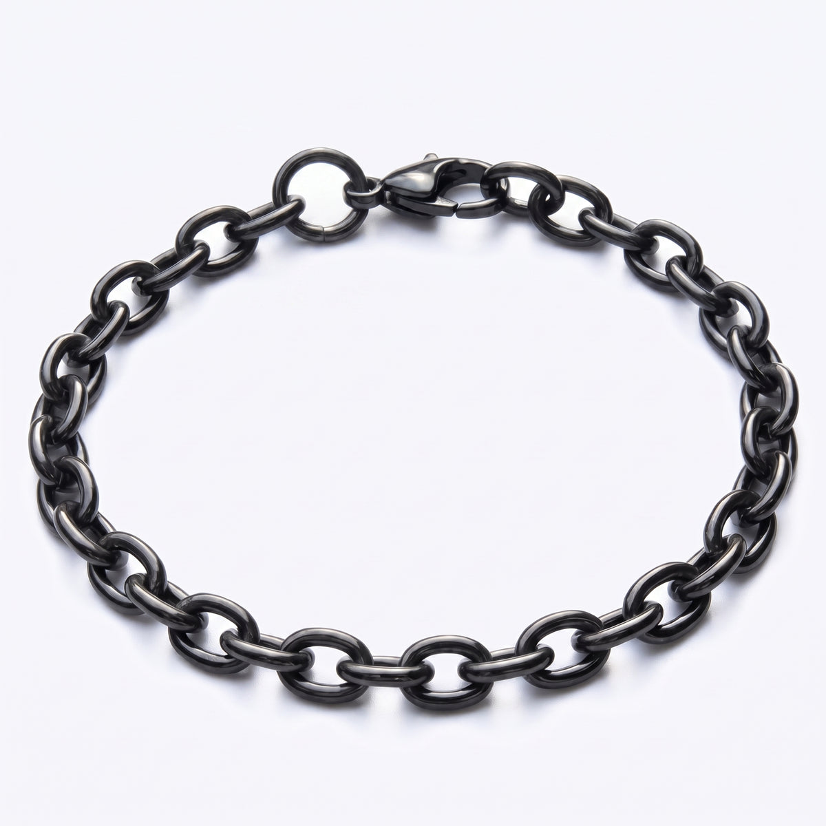 6mm Cable Chain Bracelet - Stainless Steel - Black
