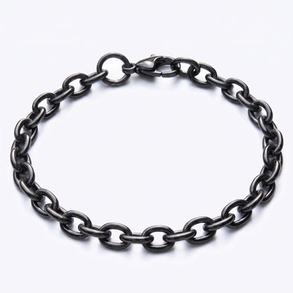 6mm Cable Chain Bracelet - Stainless Steel - Black