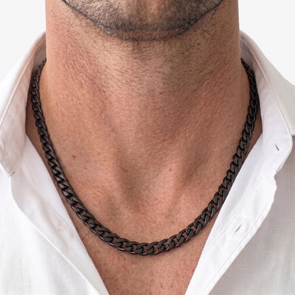 7mm Curb Chain - Stainless Steel - Black
